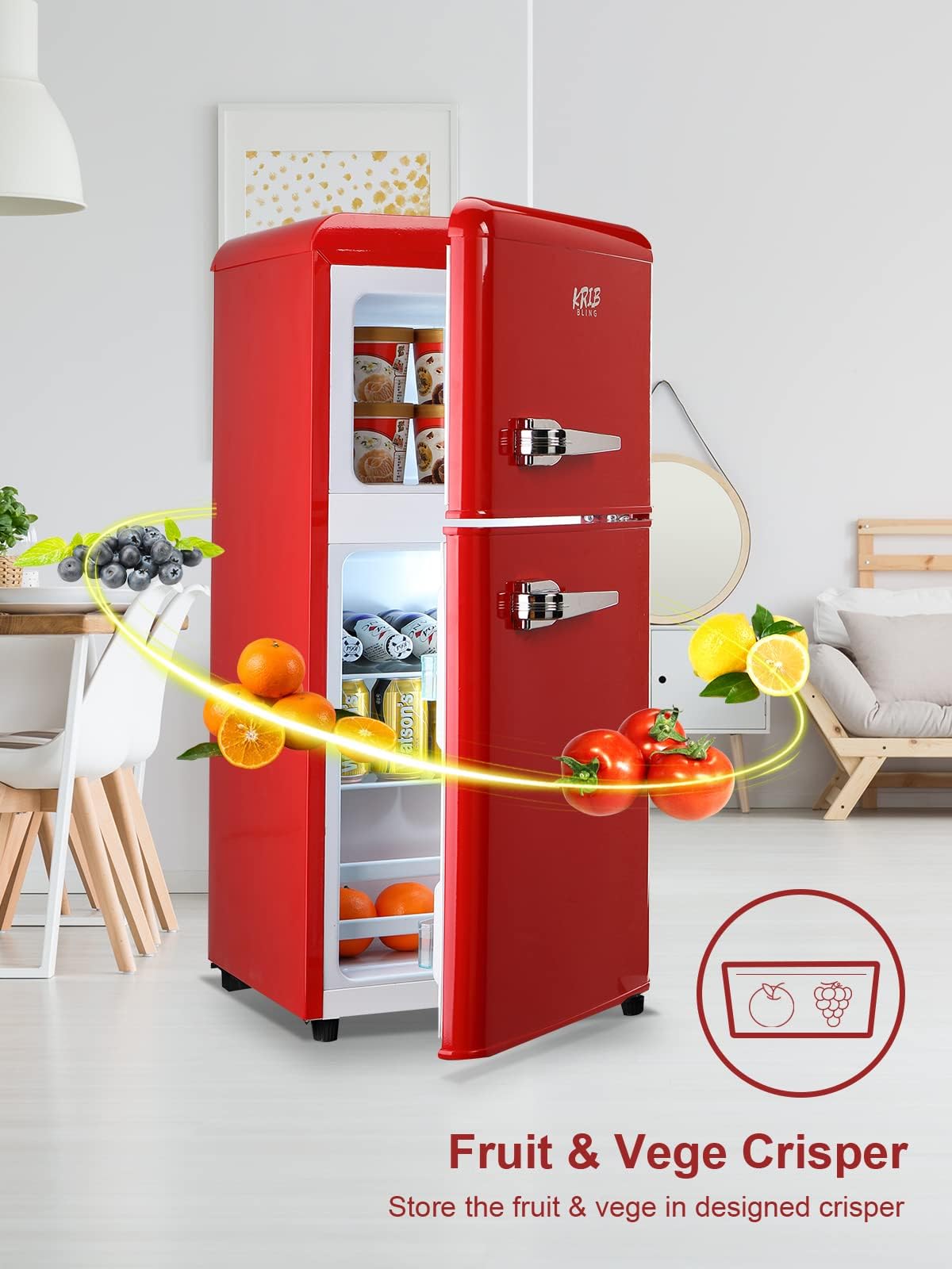 Amazon.com: KRIB BLING 3.5 Cu.Ft Refrigerator 2 Door 7 Level